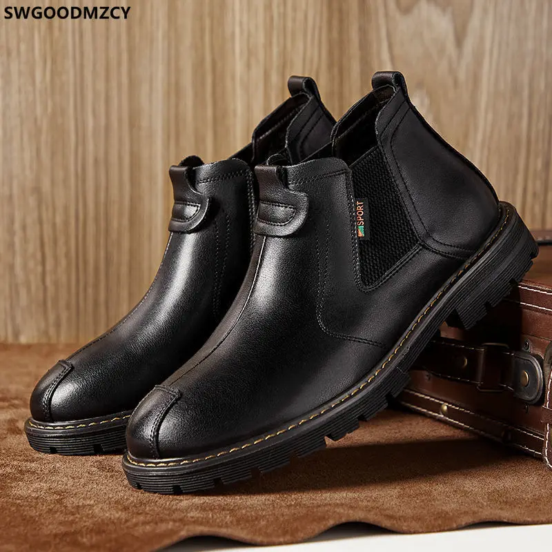 

Brown Chelsea Boots Homme Winter Shoes Men Black Ankle Boots for Man 2022 Snow Boots Men Casual Shoes Chaussures Homme Zapatos