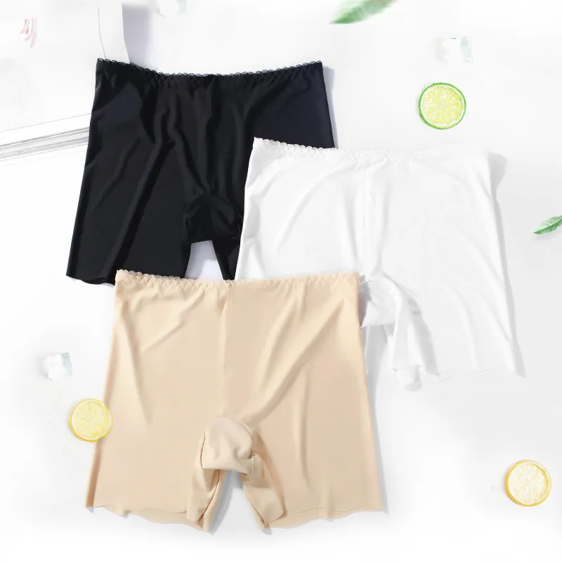 

New Summer Ice Silk Leggings Red Lip Gear Lady 's Pants Seamless Safety Three Points Base Shorts