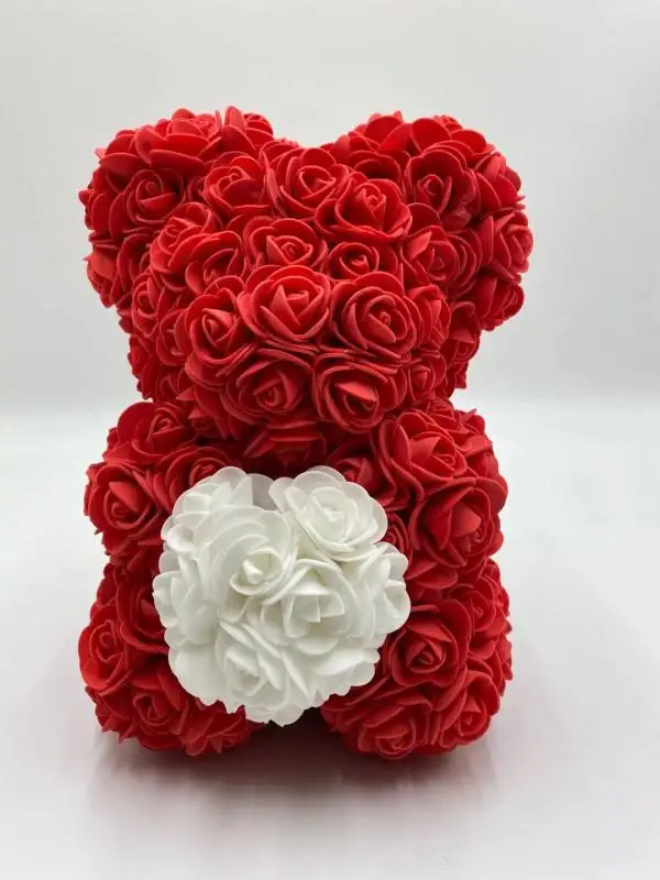 DIY 25 см ПЭ Пена розы медведь плюшевый медведь искусственный цветок розы подарки на год для подруги Женщины Матери Валентина подарок