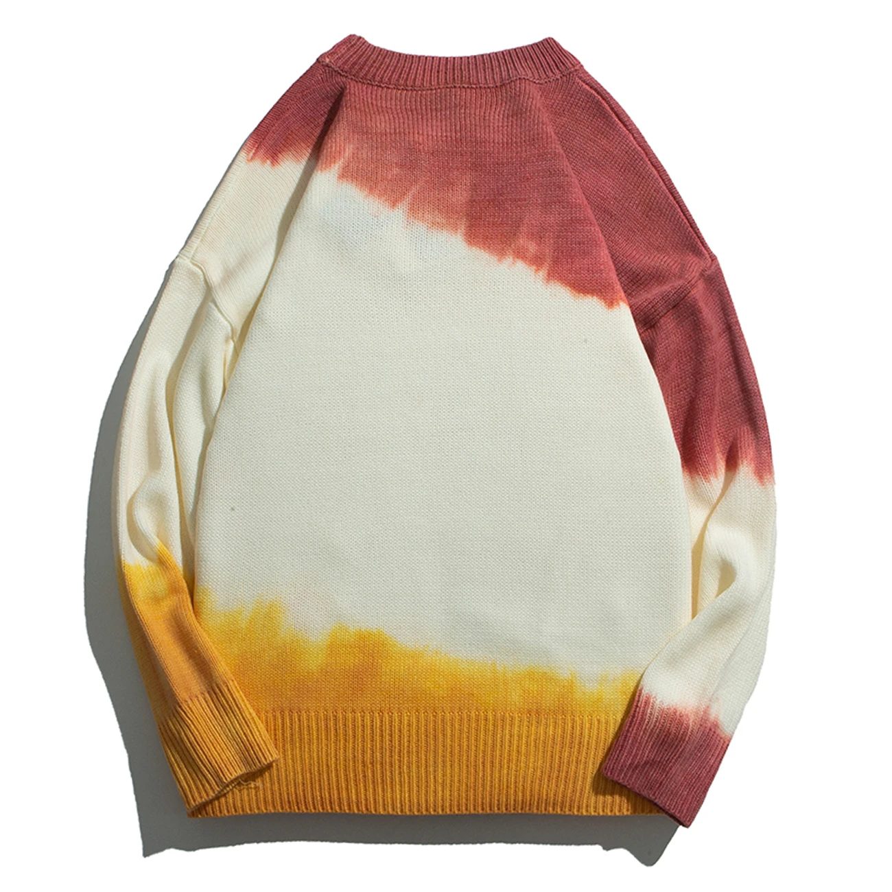 Мужской трикотажный свитер в стиле хип-хоп Свободный пуловер пэчворк с цветными