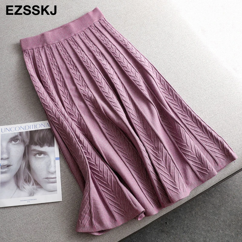 Женская Блестящая юбка миди трапециевидной формы Осень зима 2020 новая черная