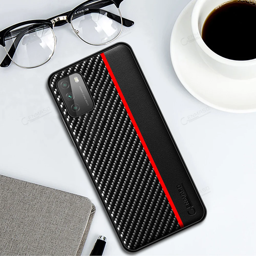 

For POCO M3 Case for Xiaomi POCO X3 NFC F2 Pro Case Original Carbon Fiber Leather Cover for Xiaomi Pocophone M3 X3 F2 Pro Case