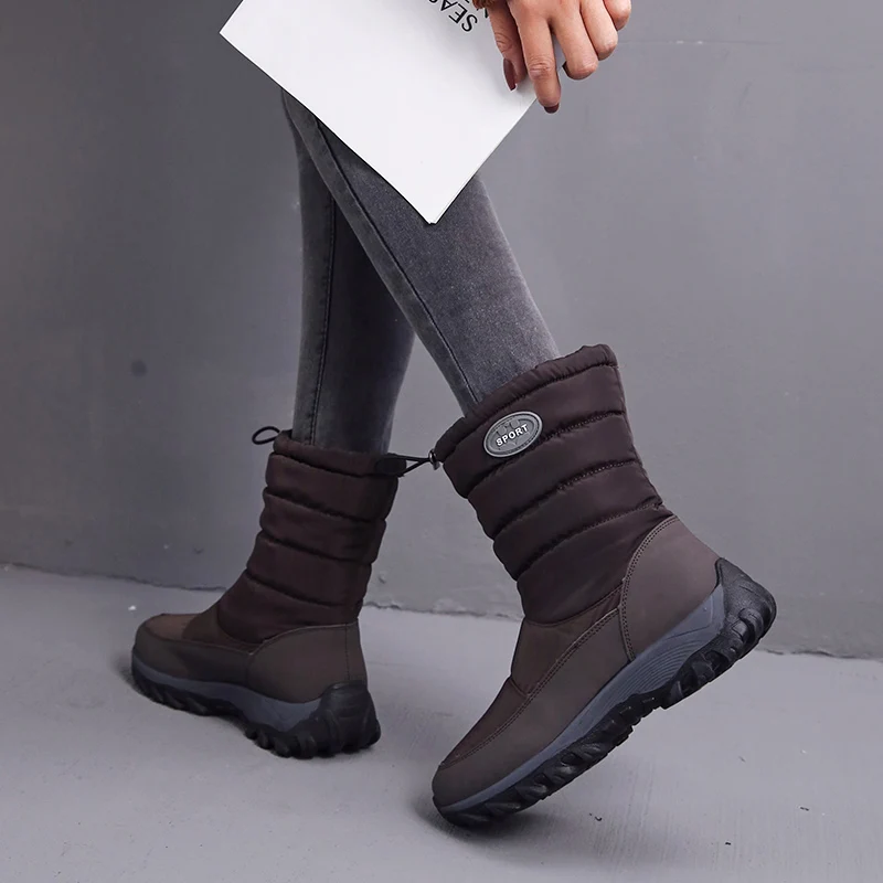 Weweya Plush Velvet Snow Boots Woman High Top Waterproof Running Shoes Winter With Fur Warm Cotton Walking Sneakers Big Size 41 | Спорт и