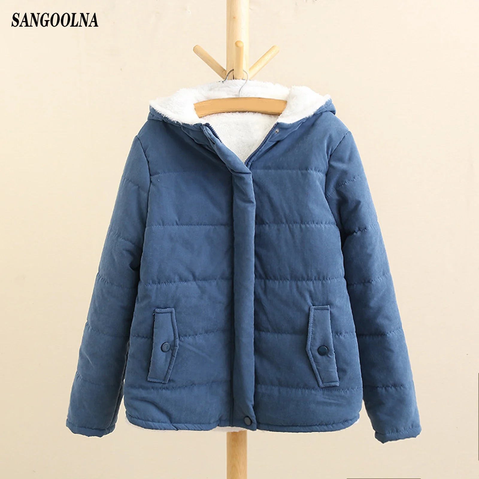 

2020 Solid Warm Hooded Collar Jacket Casual Women Winter And Autumn Wear High Quality Parkas Outwear Women Long Sleeve Coats