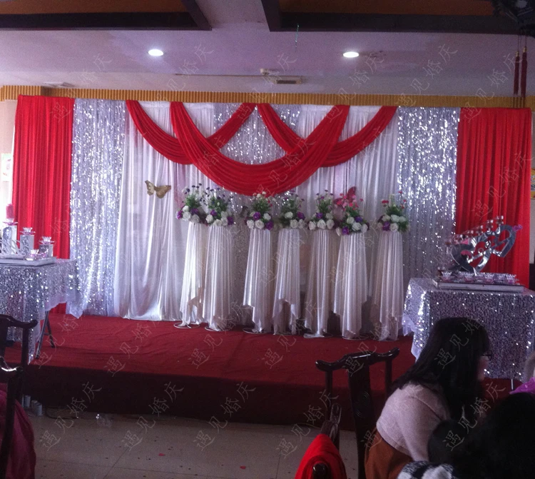 

10ft x20ft Red sequin Wedding Backdrop Drapes Curtain stage decoration party Backdrop banquet stage decorations