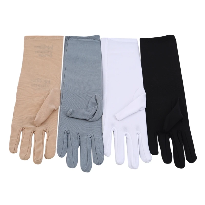 

Spring Autumn Women's Summer Sunscreen Embroidered Gloves Female Medium-long Thin Elastic Etiquette Gloves Driving Gloves