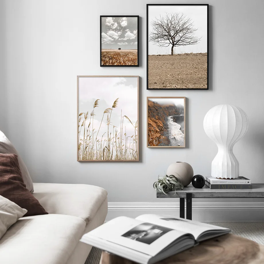 Настенная картина с изображением Льва пшеничного поля тростника дерева круглого