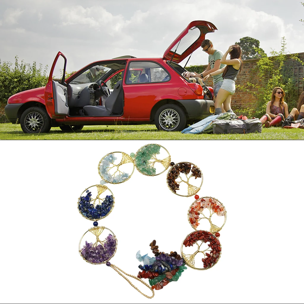 

7 Чакра камень хрустальный Древо жизни настенный интерьер автомобиля Декор фэн-шуй удачи домашний декор Йога Медитация