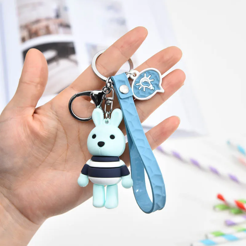 

Cute Rabbit Keychains Simple Sweet Heart Bunny Car Key Chain Children Bag Pendant Keyring Gifts Student Lovers Gift