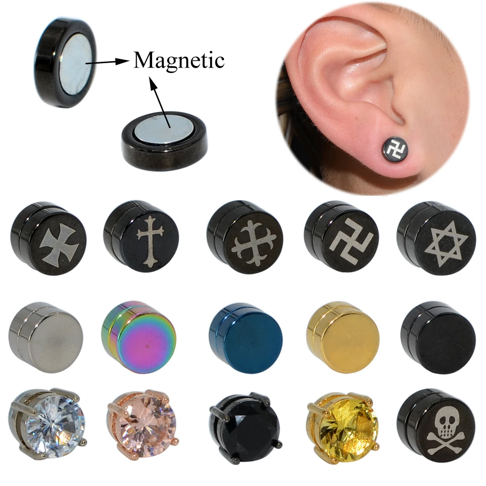 1 шт. Поддельные не проколотые магнитные серьги-гвоздики для ушей в стиле панк