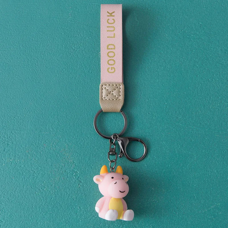 

New Product Lovely Calf Keychain Cartoon Doll Backpack Decoration Bag Accessories Car Key Pendant Keyring Birthday Present