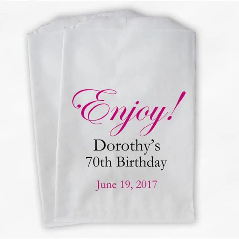 Индивидуальные подарочные пакеты для конфет на день рождения ярко розовые