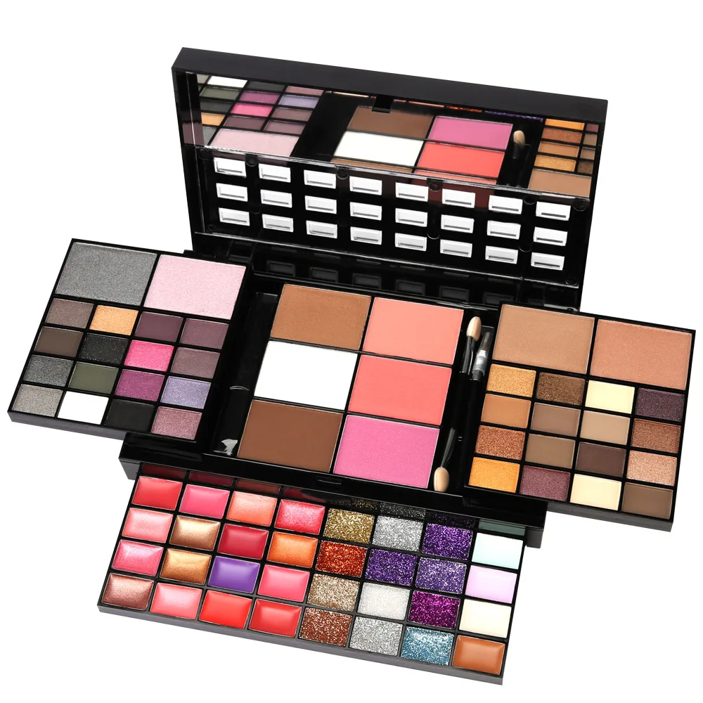 

74 Color Eyeshadow Palette Lipstics Blusher Foundation Long Lasting Waterproof Professional Makeup Glitter Eye Shadow Makeup Set