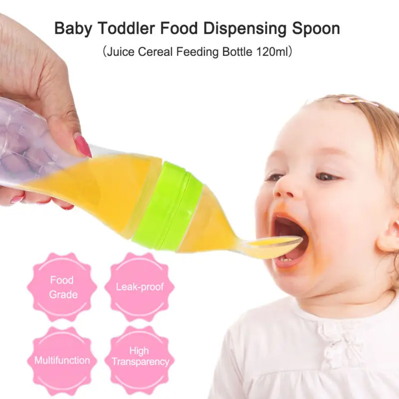 

Infant Nipple Pacifier Baby Feeding Tool Milk Bottle With Spoon Silicone Gel