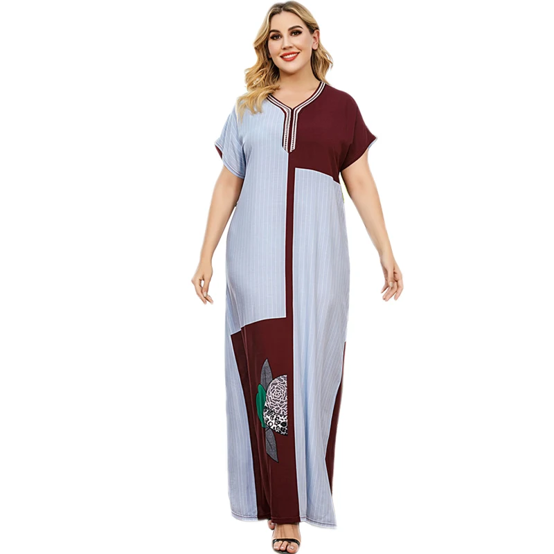 Размера плюс для мусульманских женщин, длинное платье в пол для арабских исламское одежда летние Рамадан ИД Vestido Ближнего Востока, женское п...