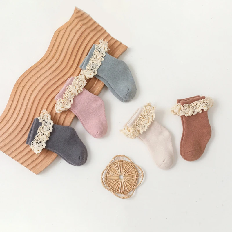 Calcetines de algod&oacute;n de encaje para beb&eacute;s, toalla para ni&ntilde;as, calcetines tobilleros de ni&ntilde;os, calcet&iacute;n c&aacute;lido para el suelo de beb&eacute;, novedad de invierno-2