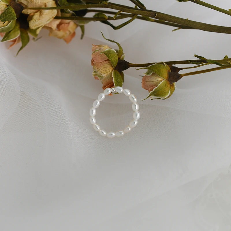 ASHIQI 2-3 мм кольцо с натуральным пресноводным жемчугом Настоящее серебро 925 пробы