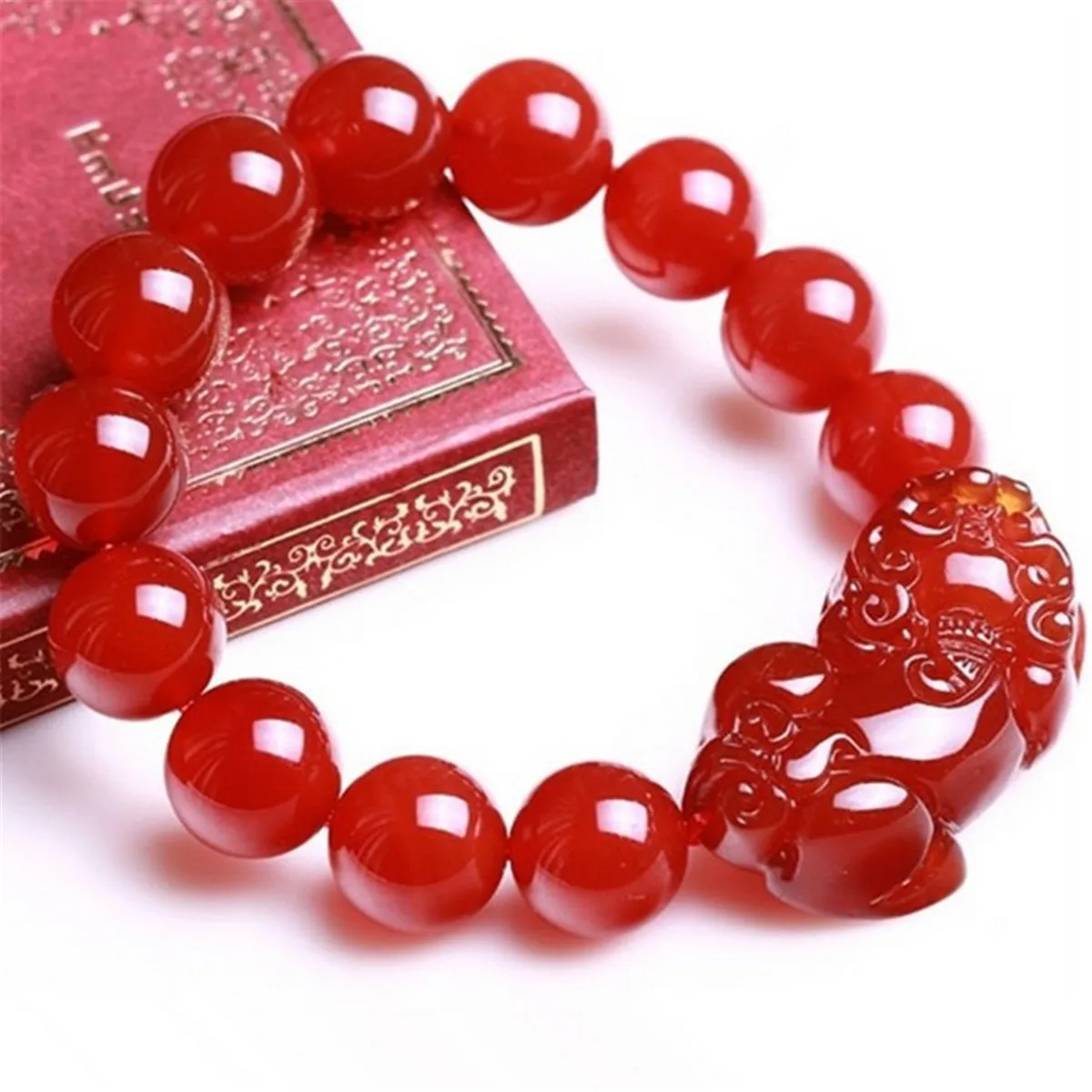 

Natural Red Agate Feng Shui Pi Xiu Wealth Bracelet Good Luck Gift 10/12/14mm NEW