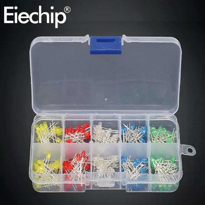 100pcs/200pcs 3mm 5mm LED Diode Assorted Kit White Green Red Blue Yellow Orange F3 F5 Leds Light Emitting Diodes DIY electronic