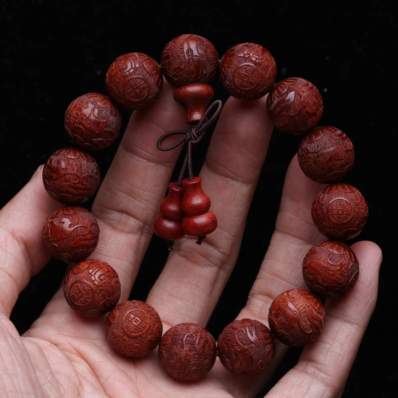 Браслет из розового дерева украшенный бисером счастливый счастливец счастливее