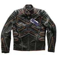 x read description asian size mens high quality cow leather outwear mens cowhide genuine light reflecting biker jacket