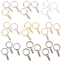 10pcspack 25mm split key ring with chain jump rings keychain ring parts gold color for crafting diy keyring accessories