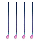 4 шт многоцветный длинный соломы Ложка 1810 Нержавеющаясталь прямые многоразовые Соломы Бар вечерние коктейльное Кофе перемешивание Питьевой ложка