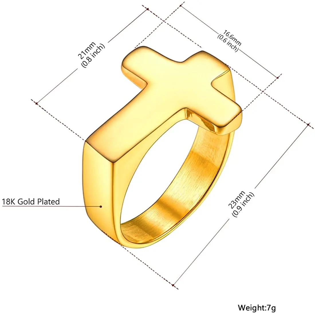 U7 Men Rings Statement Signet Cross Band Ring Gold Color Solid Polished Biker Rings Custom Message Text