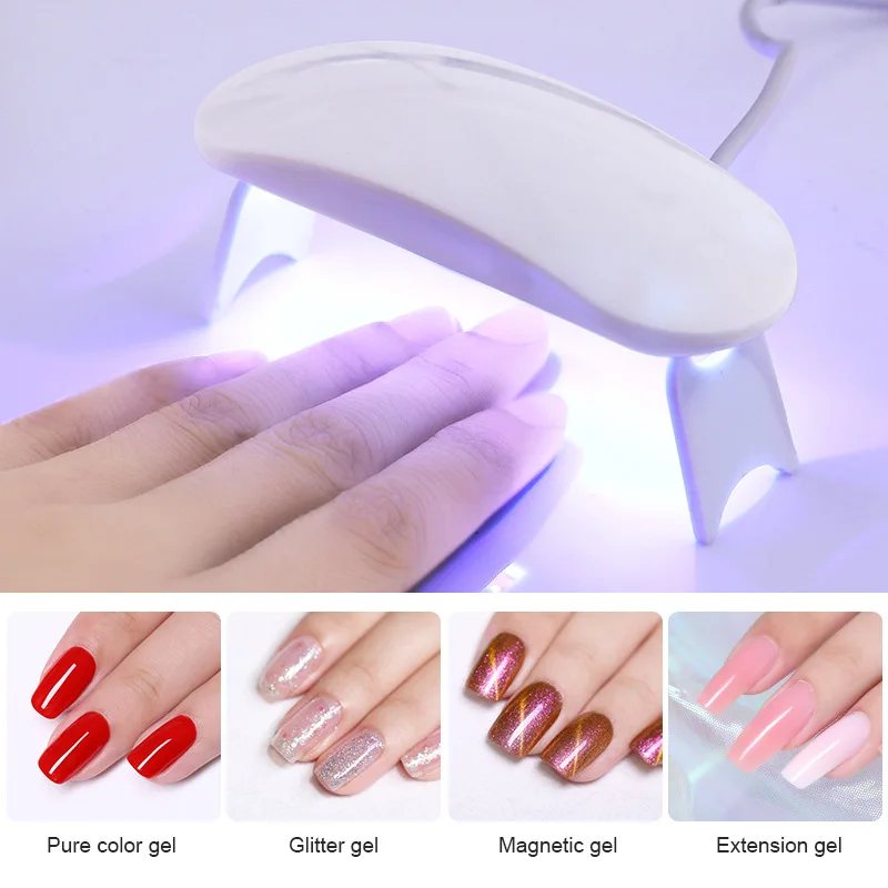 

6W Mini LED Nail Dryer Portable USB Cable UV Curing Lamp for Gel Based Polishes Manicure/Pedicure Gel Machine