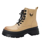 Ботильоны женские из спилка на платформе, ботинки в стиле панк, с круглым носком, мартинсы, на шнуровке, с пряжкой, на молнии, черные, Осень-зима