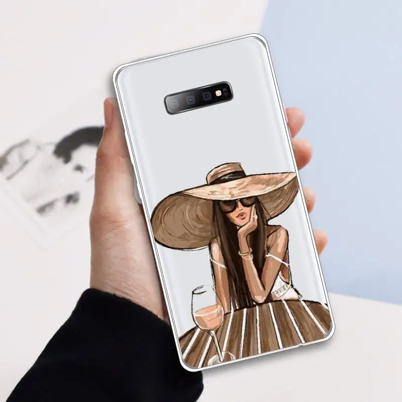 

VOGUE Christmas Princess Girl Female Phone Case Transparent For Samsung Galaxy A 71 21s S note 8 9 10 plus 20 ultra