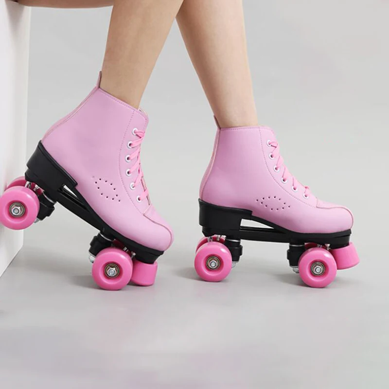 

Adult Double Row 2 Inline Roller Skates Shoes Adult Men and Women Double Row Wheel Roller Skates 4-Wheel Flash