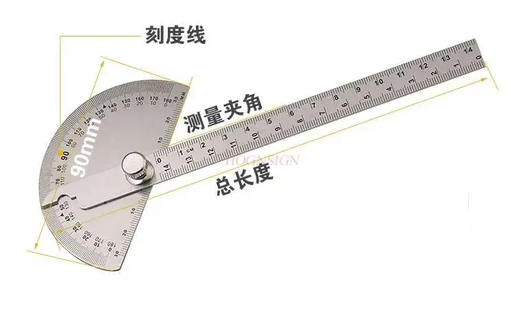 Угловая линейка из нержавеющей стали, измерительный угол, большой транспортир, деревообрабатывающий транспортир, угловой угол линейки из н... от AliExpress WW