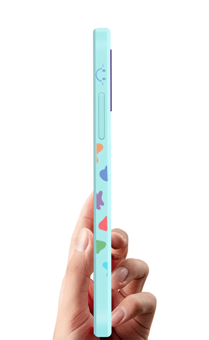 

Rainbow Smiley Case For Apple 7 8 X XR XS Max Liquid Silicone Pattern Cover For Iphone 11 12 mini Pro Max Straight Edge SE2020