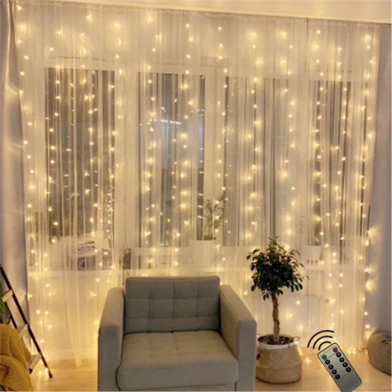 

Remote 3*2M LED Battery icicle light Curtain Garland on Window Christmas Fairy Lights New Year Home Wall Garden Patio Decoration