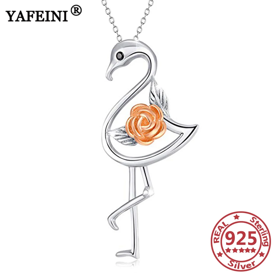 

Цепочка с подвеской в виде фламинго, серебро 925 пробы