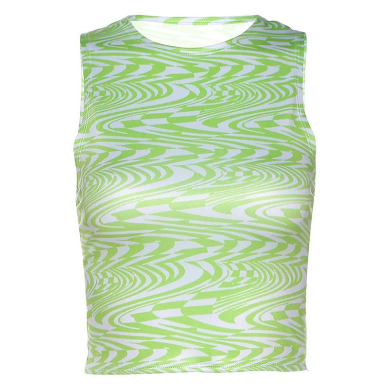 

Laamei Printed Camis Y2k Aesthetic Crop Top Sleeveless Skinny Tank Top O Neck Summer Sporty Tops Streetwear Corset Sweats 90S