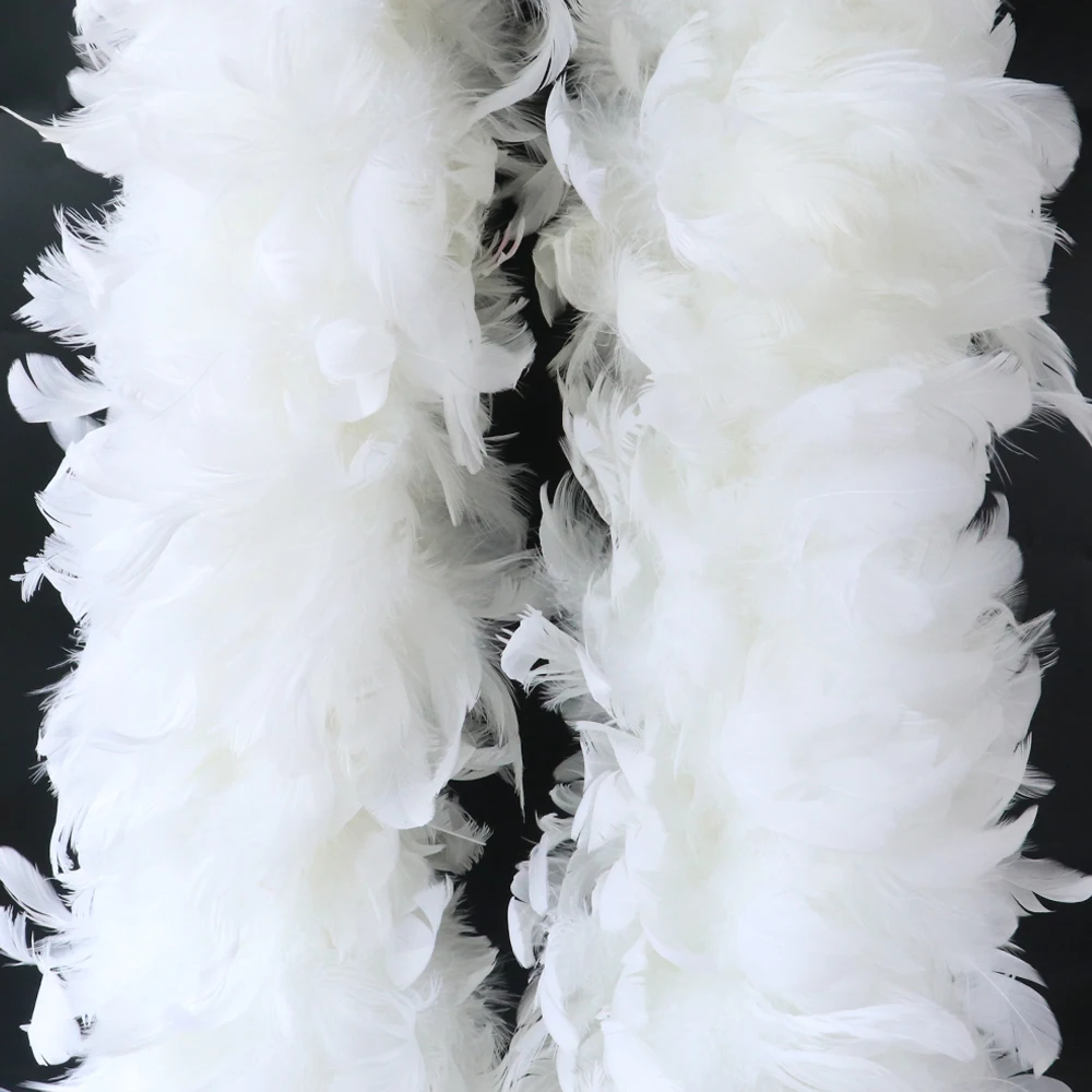 

White Rooster Feathers Boa 2 Meter Fluffy Pendientes Chicken Plumes shawl For Diy Carnival Wedding Party Home Decoration Crafts