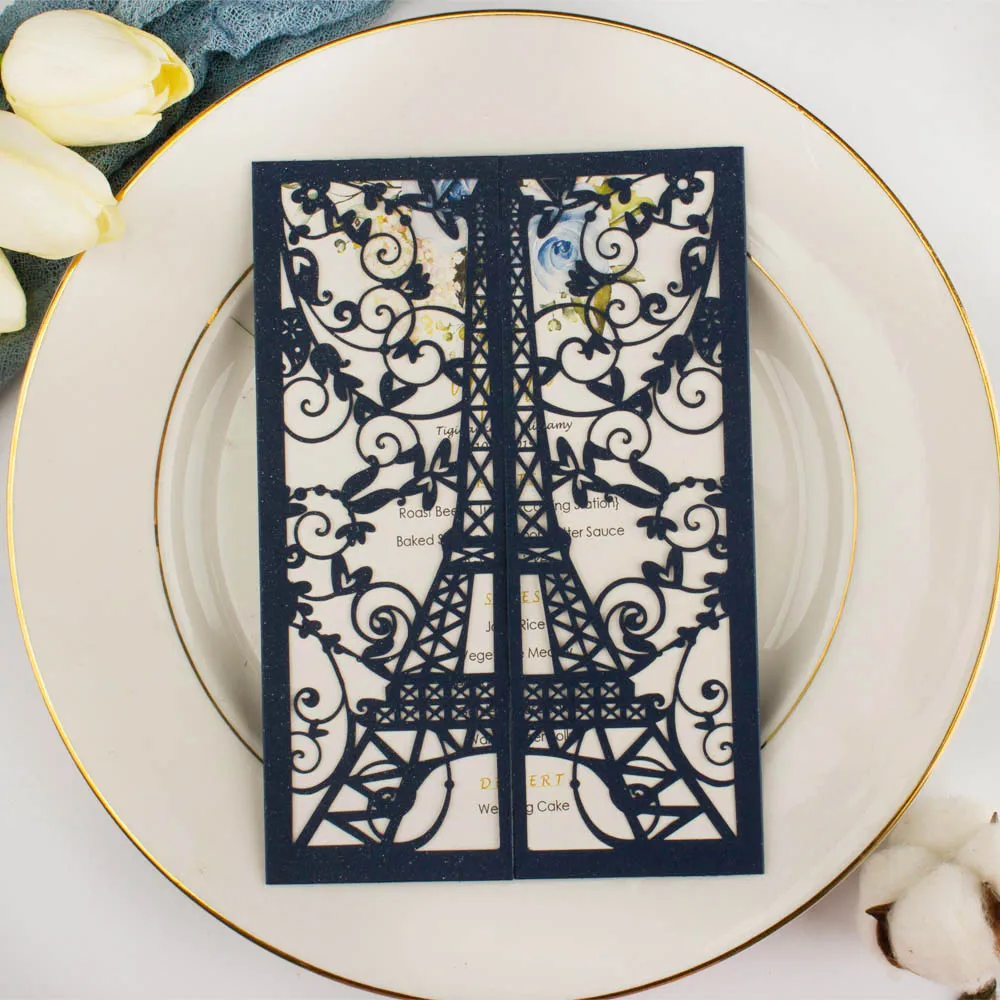 1pcs free shipping Laser Cut Tower invitations hollow gate wedding invitation cards for Bridal shower birthday sweet party cover | Дом и сад