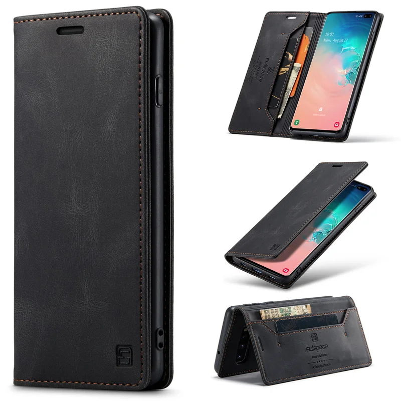 Чехол для Samsung Galaxy S10 Plus прочный магнитный матовый мягкий кожаный чехол телефона