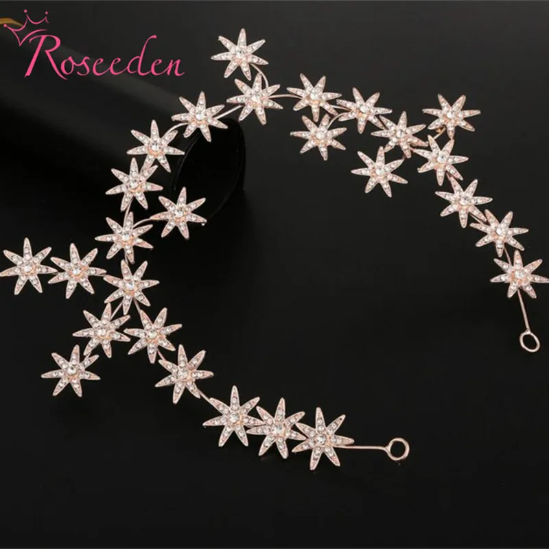 Элегантная блестящая тиара со звездами и кристаллами свадебная корона повязка