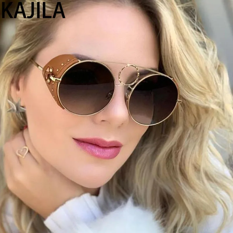 Новое поступление 2019 круглые солнцезащитные очки в стиле стимпанк женские