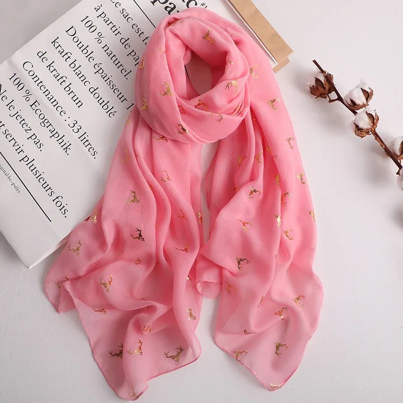 

2021 Nieuwe Winter Sjaal Vrouwen Mode Vergulden Kleine Eland Gedrukt Sjaals En Wraps Lady Reizen Pashmina Haar SjaalHijabEcharpe