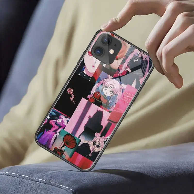 

Cartoon Sailor Moon photo Phone Case Tempered glass For iphone 6 6S 7 8 plus X XS XR 11 12 mini PRO MAX COVER
