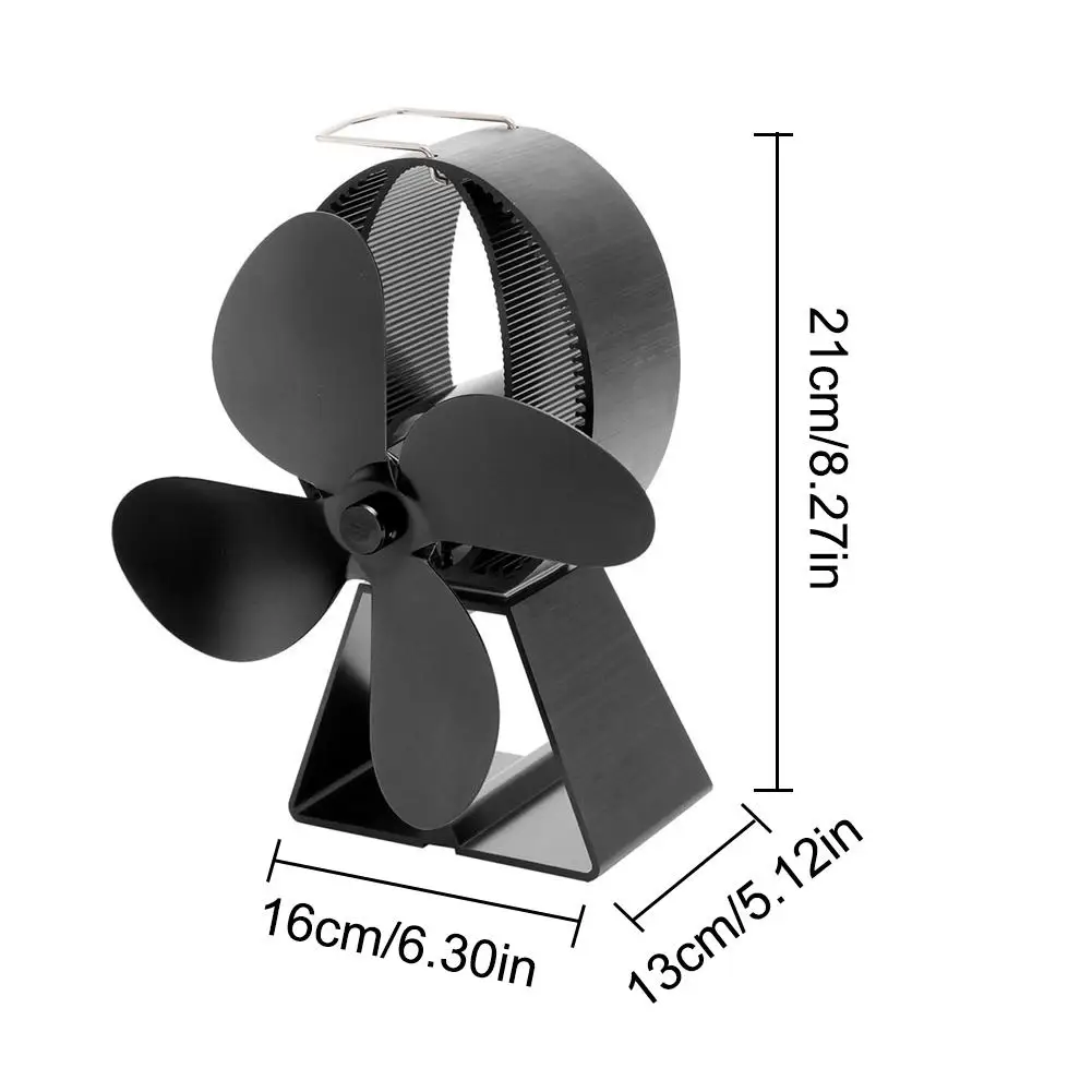 

Black Stove Fan 4 Blade Fireplace Fan Heat Powered Wood Burner Eco Fan Friendly Quiet Home Efficient Heat Distribution