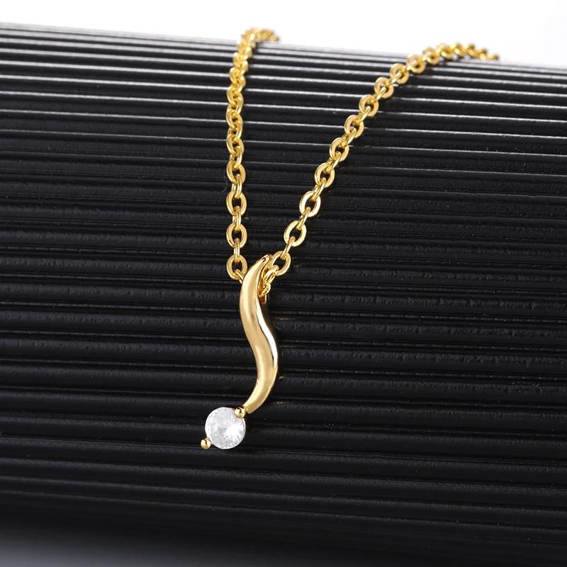

White Zircon S Shape Necklaces For Women Girls Stainless Steel Zircon Pendant Necklace Adjustable Minimalist Chain Jewelry Gifts