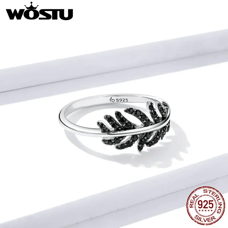 Женское кольцо с перьями WOSTU обручальное в стиле ретро из стерлингового серебра