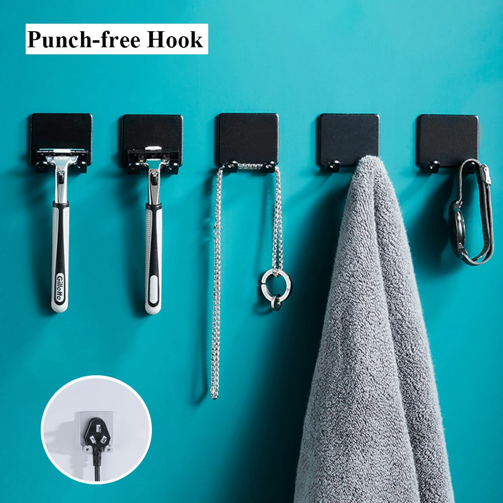

1pcs Punch Free Shaving Razor Holder Self Adhesive Plug Hook Wall Multifunction Storage Hook Kitchen Bathroom Accessories