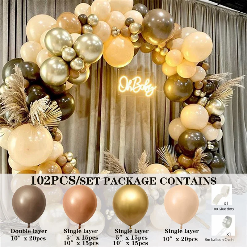 

Golden Macaron Metal Balloon Set Wreath Arch Wedding Birthday Balloon Children Baby Shower Decoration Party Latex Balloons