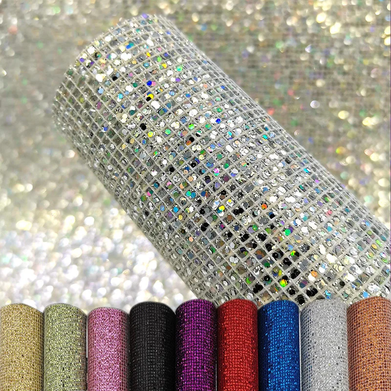 20x30 см блестящая сетка с блестками из искусственной кожи листы искусственная